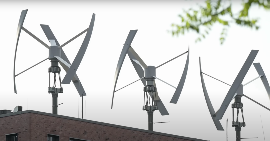 Three Helical Vertical Axis Wind Turbines