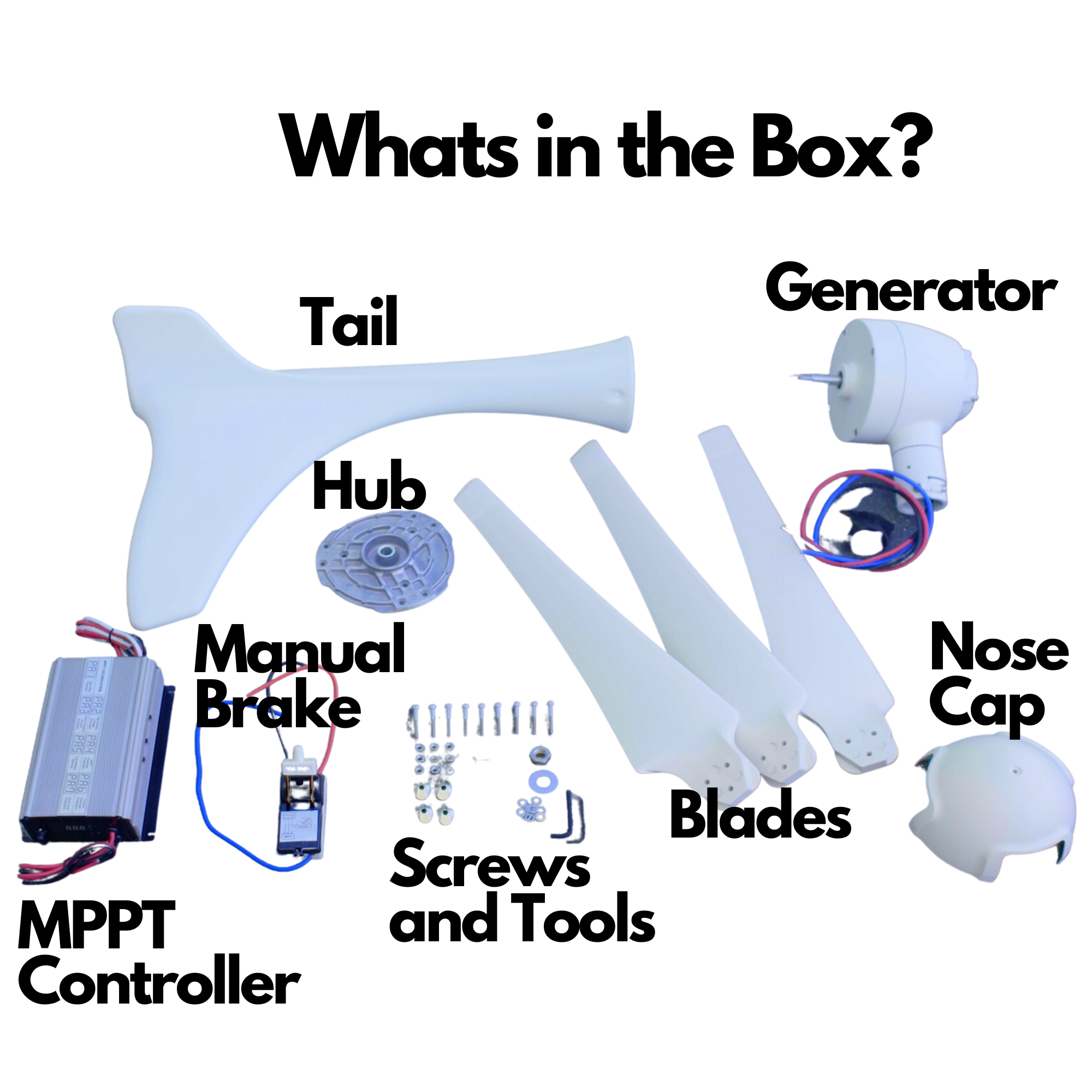 Automaxx Wind Turbine Generator Kit 400W 12 V Included Items In The Box