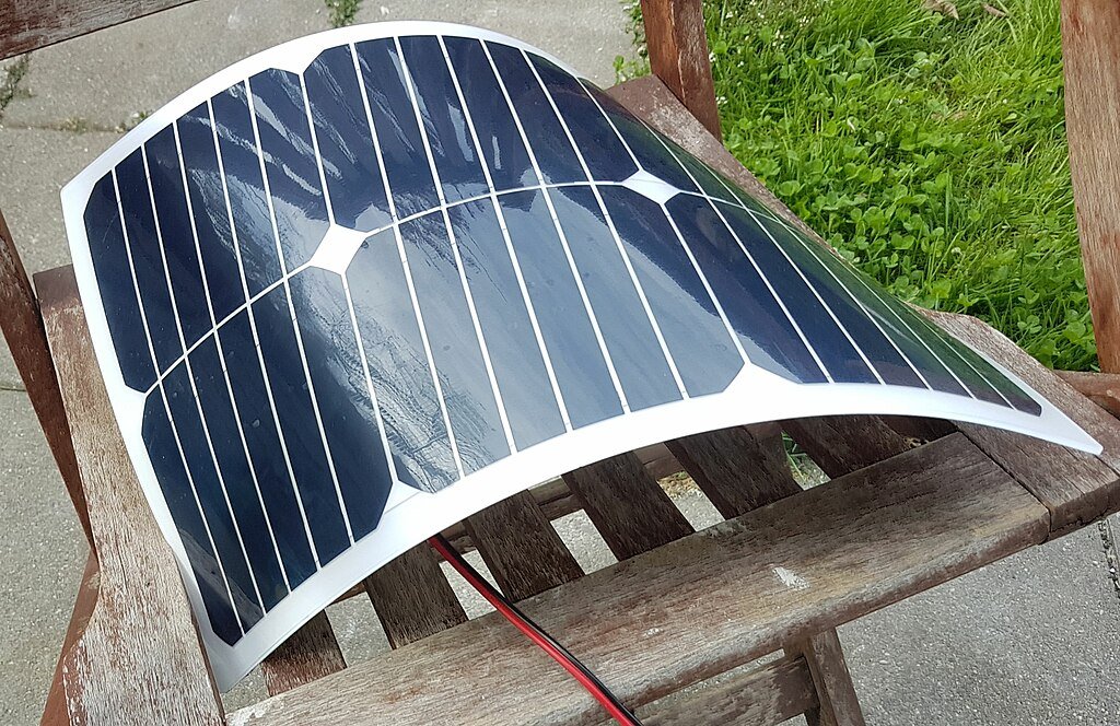 Twisted Flexible Solar Panels Outdoors
