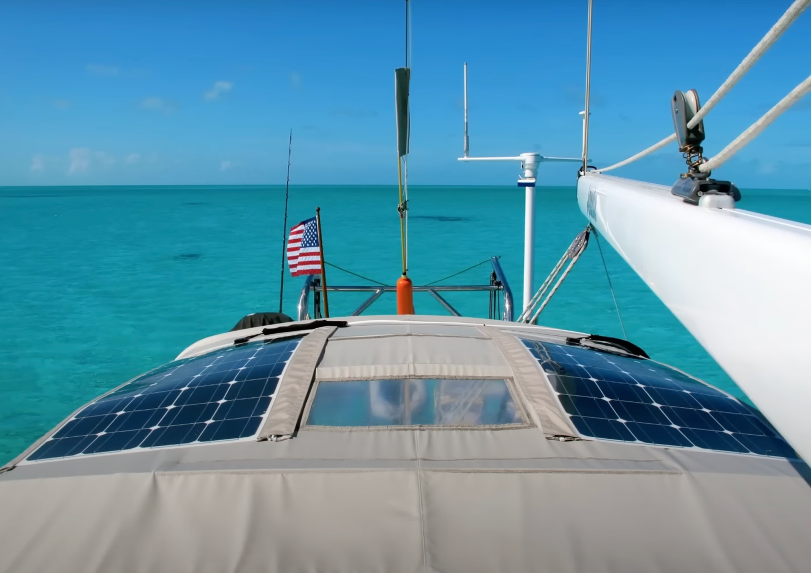 Flexible Solar Panels mounted on boat to power yacht